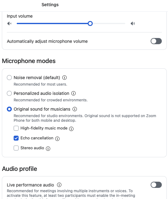 Audio Settings 12 2025